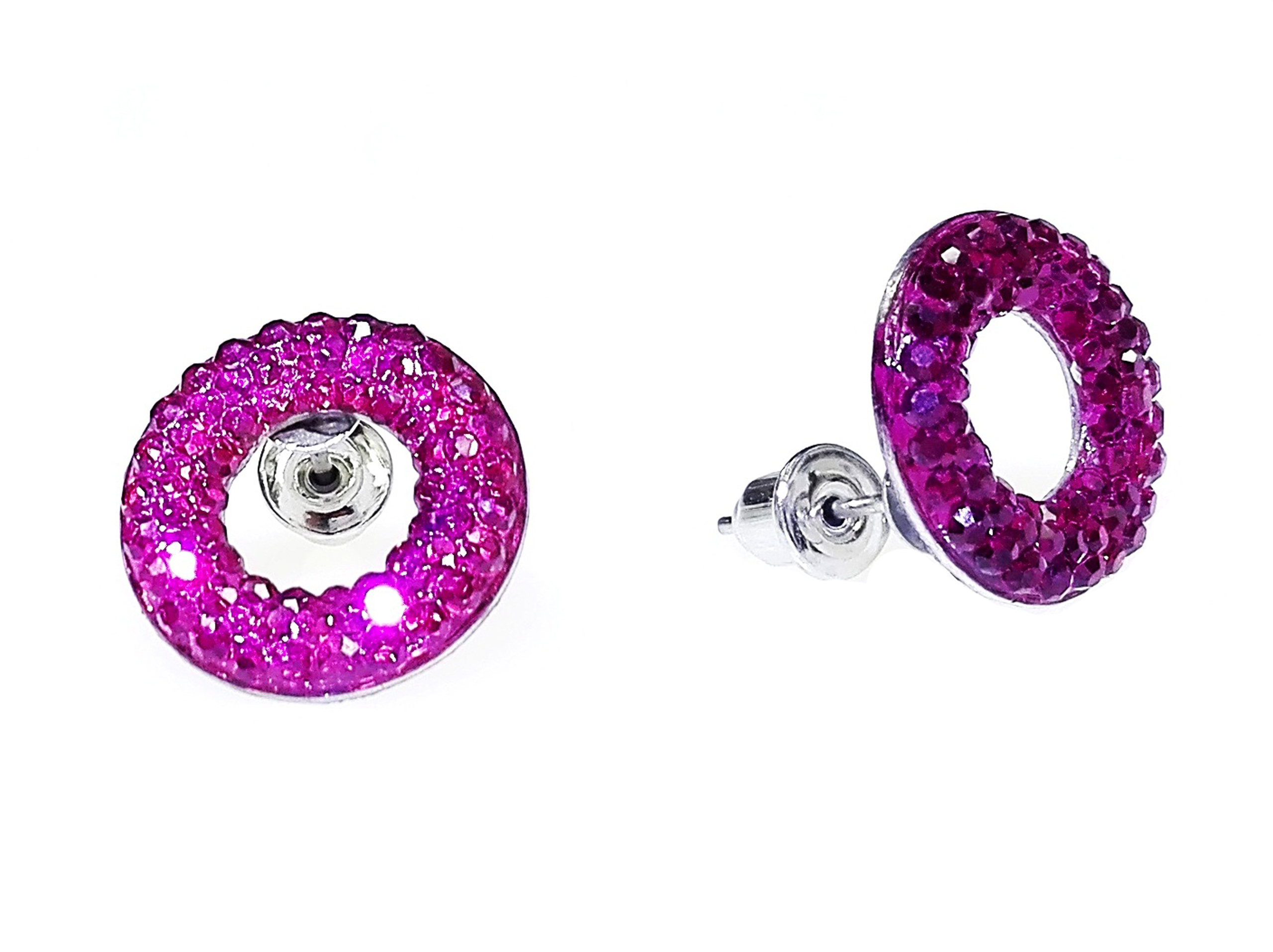 

K191-12 Kolczyki Koła Kryszt.-fuchsia