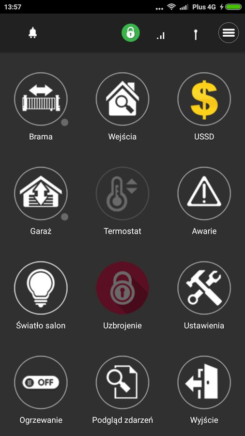 INTEGRA-64 Z GSM SMS GPRS, LCD SP-4001 ALARM SATEL Typ alarmu przewodowy