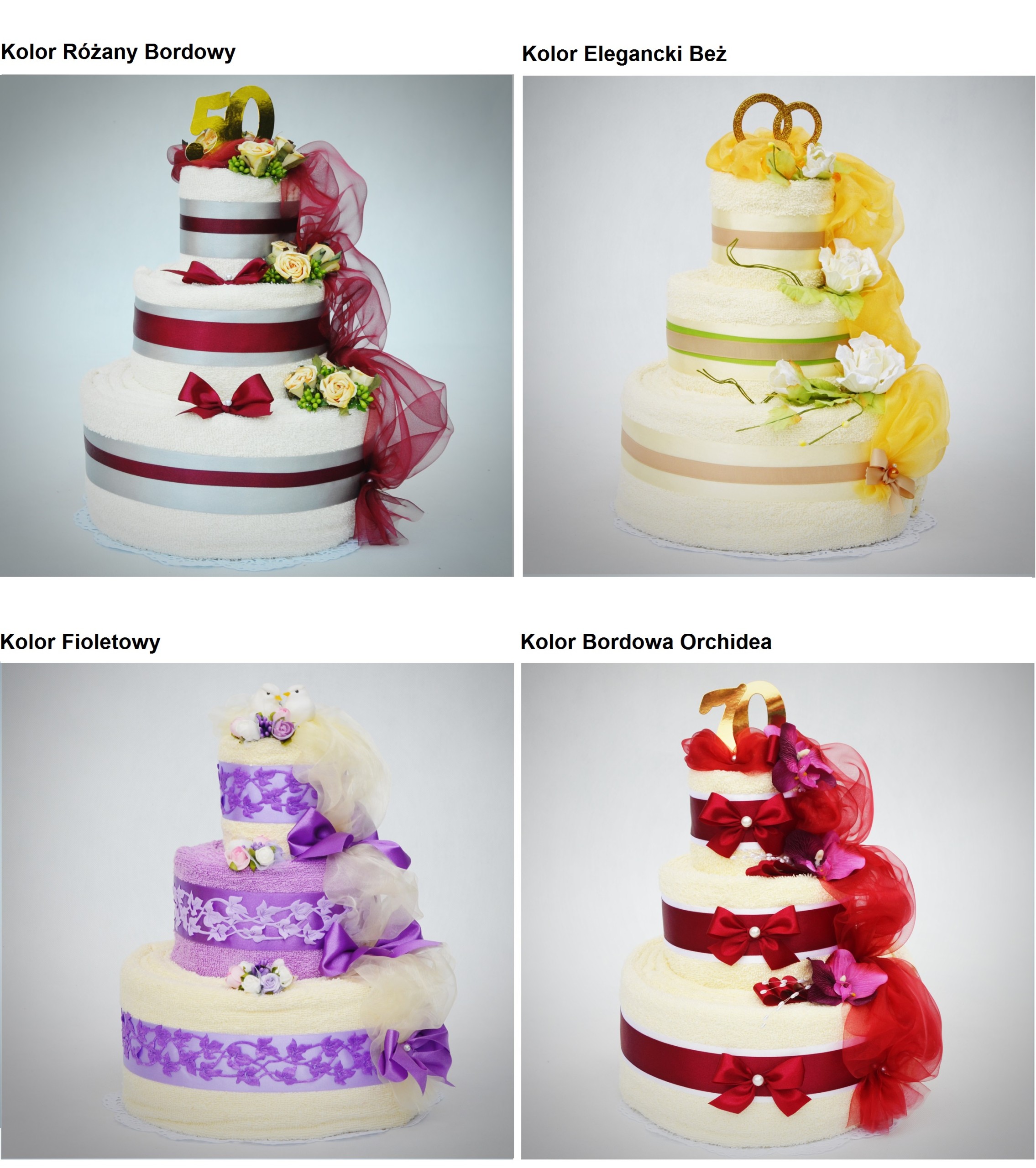 Tort z Ręczników Prezent na Ślub 50 Rocznicę Ślubu Z dedykacją Tak