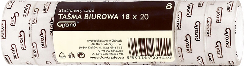 

Taśma klejąca biurowa szkolna 18mm x 20m 8 Sztuk