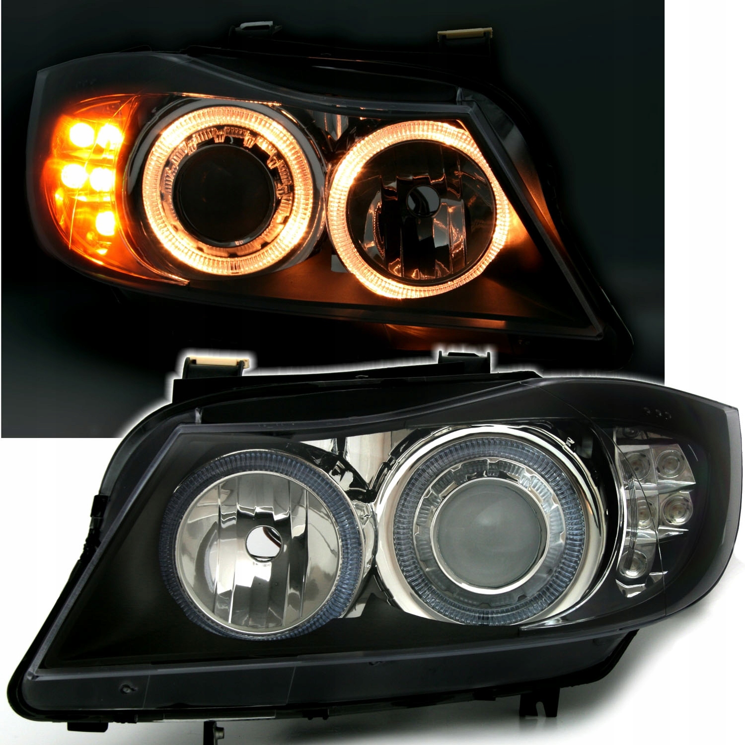 BMW 3 E90 E91 05-08 LAMPY reflektory LED ringi H7 Producent części CTS Tuning