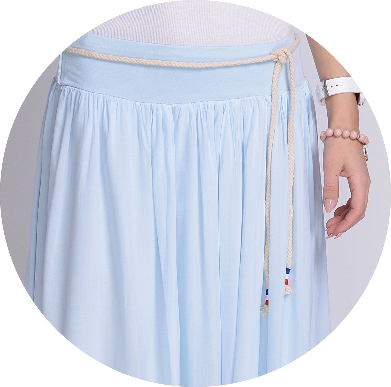 MAXI LEKKA DŁUGA SPÓDNICA ROZKLOSZOWANA błękit Długość maxi