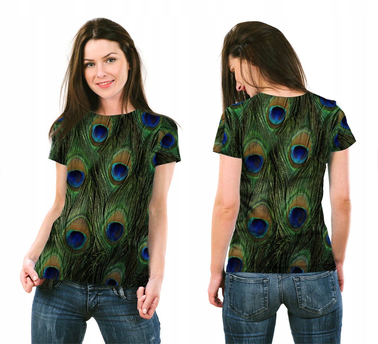 

Koszulka Full Print T-shirt Pawie Pióra S Modna