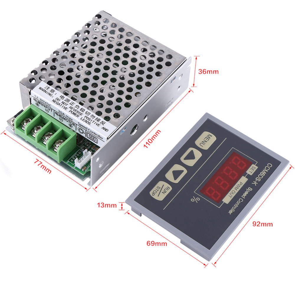 Regulator obrotów silnika DC PWM 10-80V 30A z wyświetlaczem – Sposób podłączenia