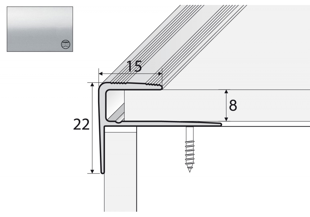 

Aluminiowa listwa schodowa A60, 120cm Srebro