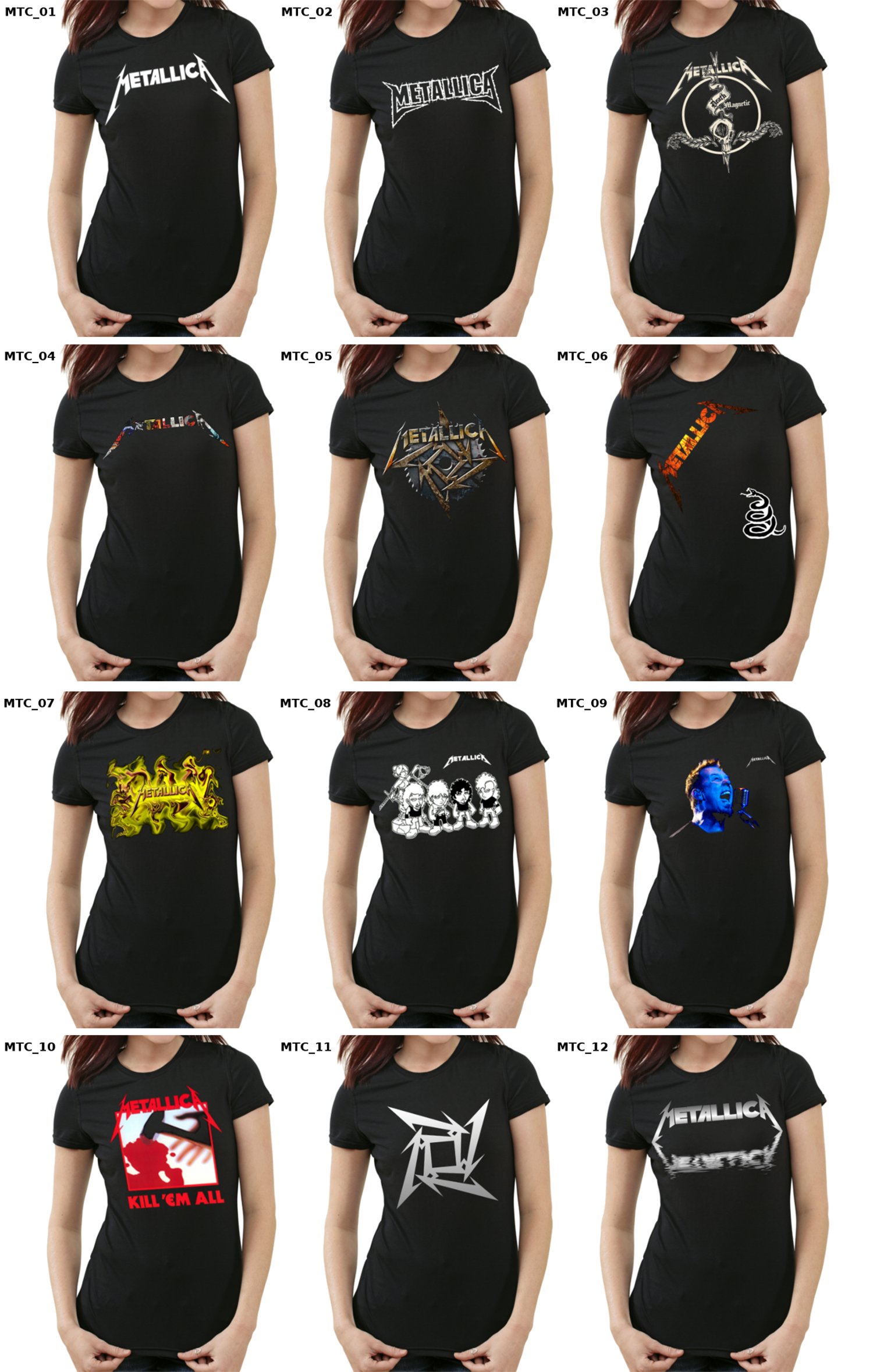 KOSZULKA DAMSKA METALLICA HATFIELD 49 wzorów XS Rozmiar 34