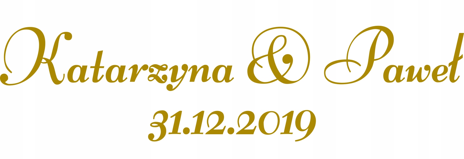 ZŁOTA naklejka imiona data 30-45cm Kolor dominujący złoty