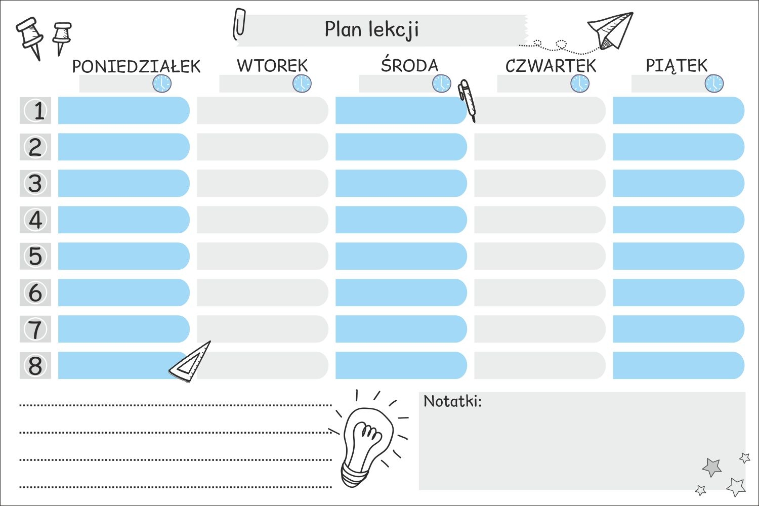 

Planer Plan Lekcji magnetyczny na lodówkę 45x30cm