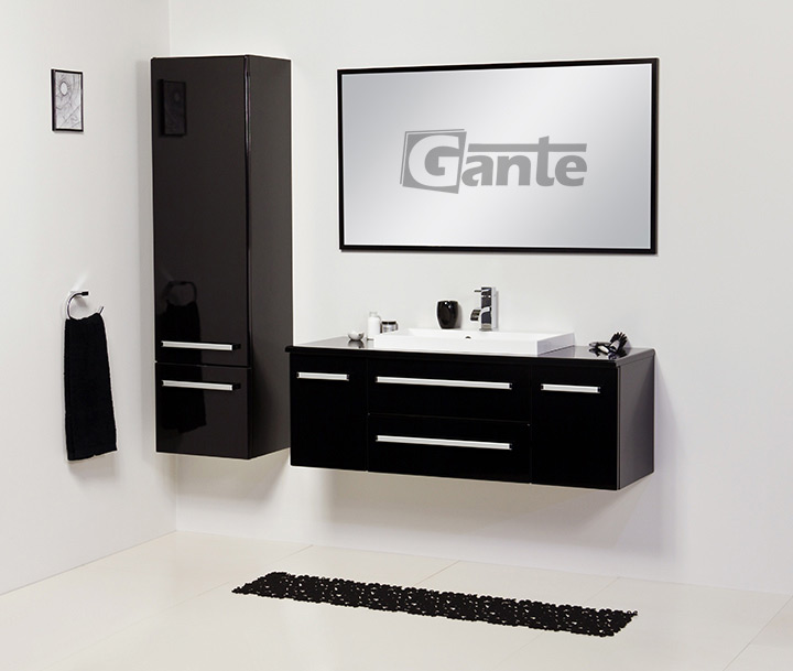 CZARNA Szafka do łazienki z umywalką 120 cm FOKUS Kolor frontów czarny