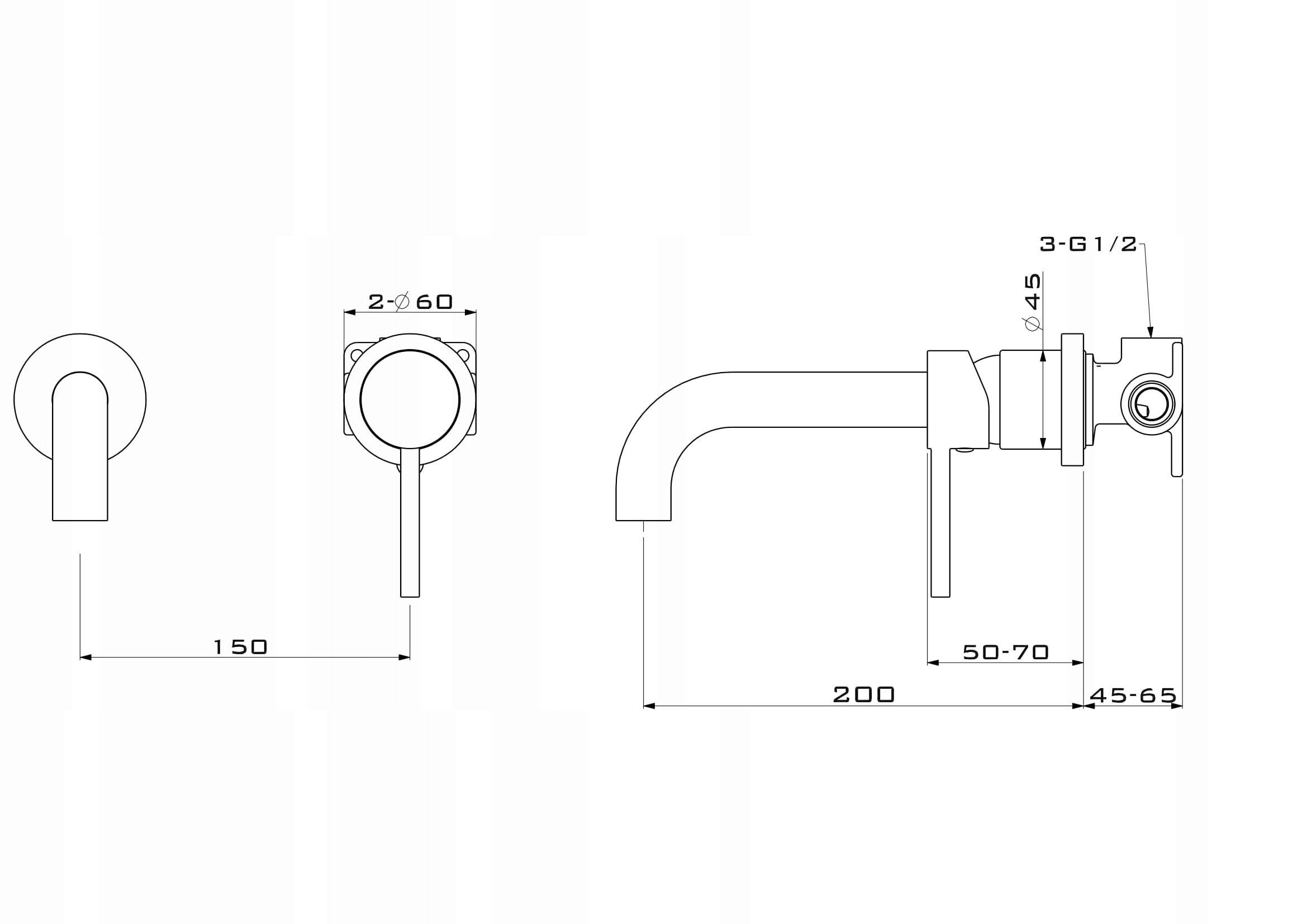 BATERIA UMYWALKOWA ŚCIENNA CZARNA ROYAL NOWOCZESNA Kod producenta rr