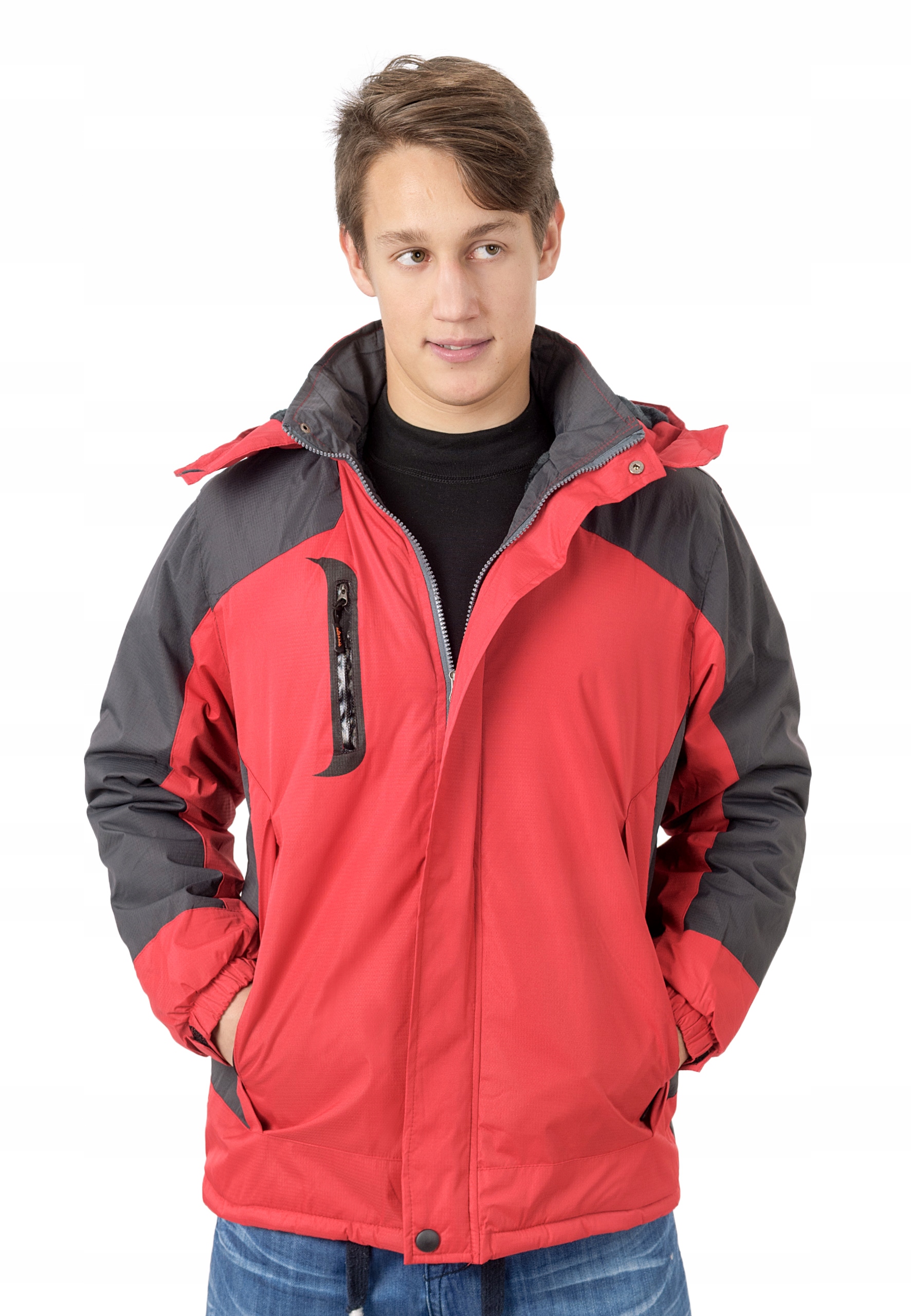 Ciepła Kurtka Zimowa Męska Ocieplana Sportowa z Kapturem 18602-01 r XXL