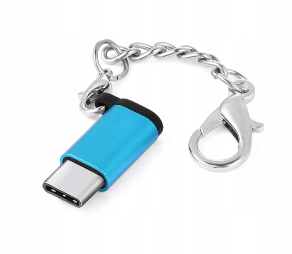 

Adapter brelok micro usb typ b na typ c niebieski