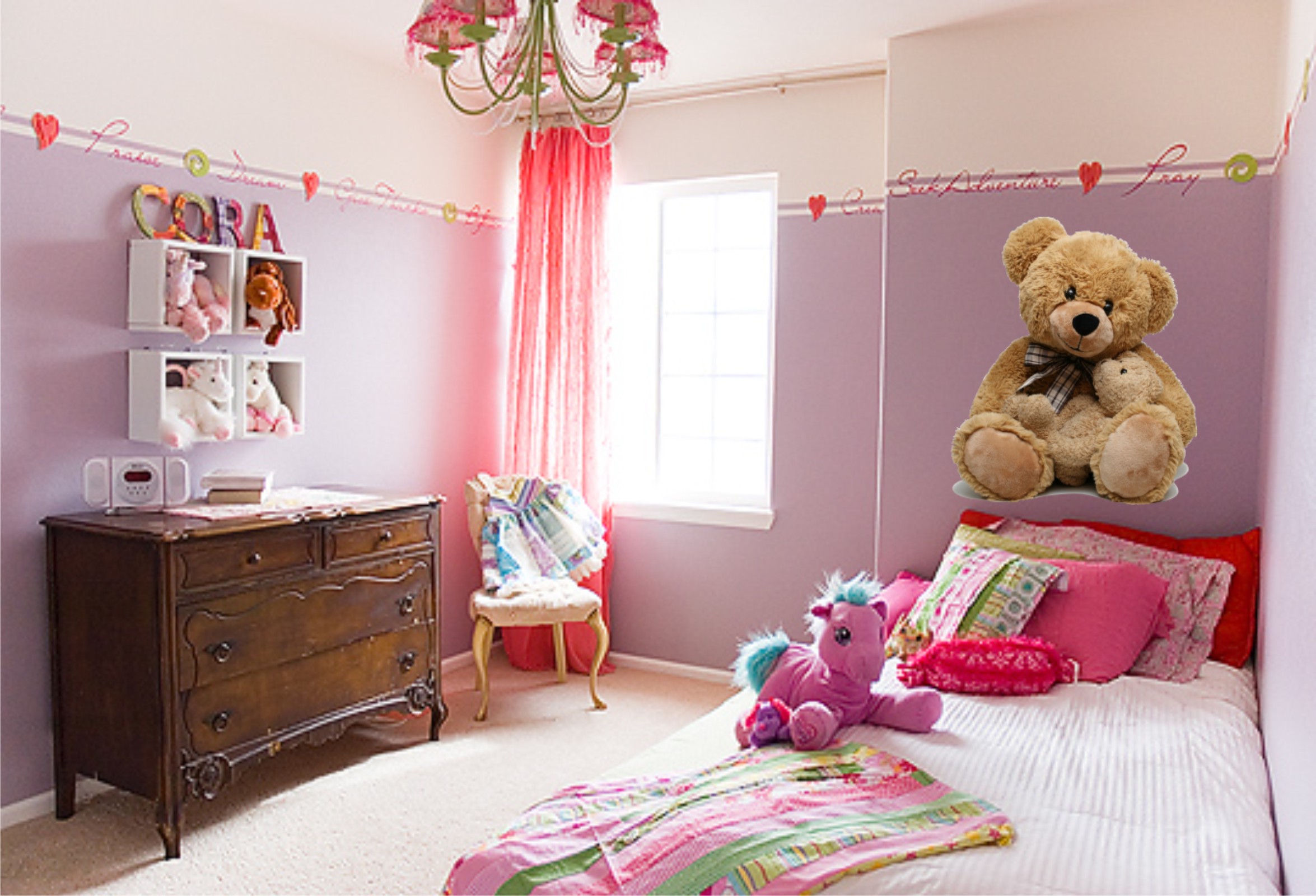 Детская комната в розово сиреневых тонах