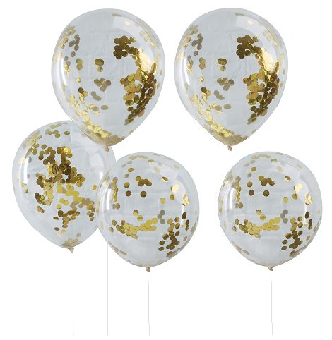 

Balony Z Konfetti Kółka Złote 5 Sztuk Duże 30 CM