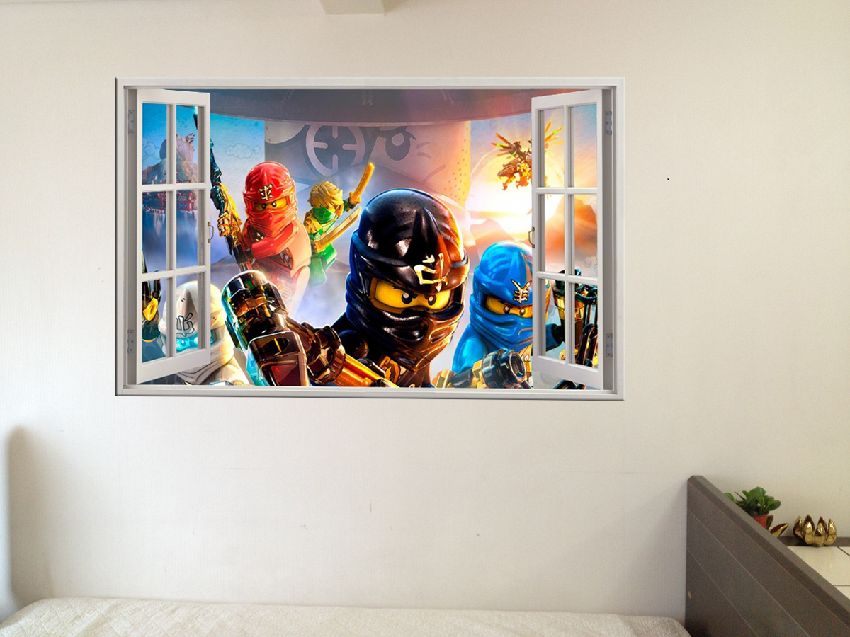 NAKLEJKI NA ŚCIANĘ Okno 3D LEGO NINJAGO Długość 120 cm