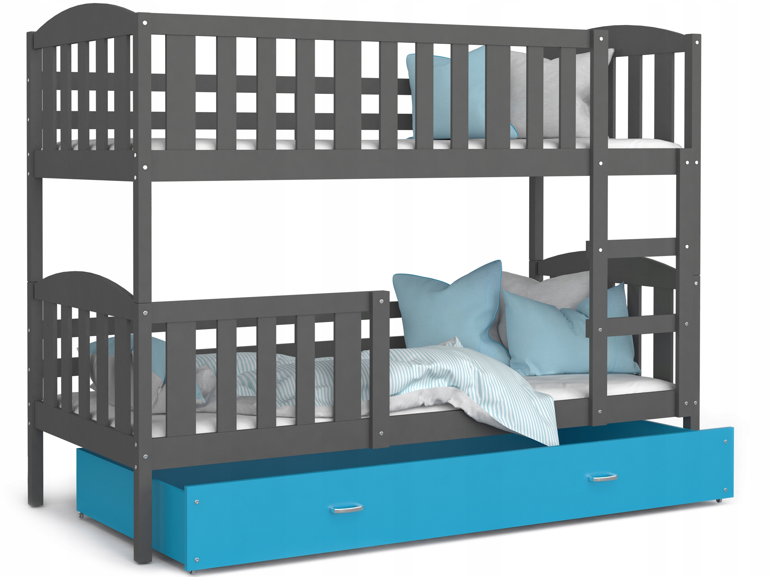 Двухъярусная кровать ВИННИ серые синие 190x80