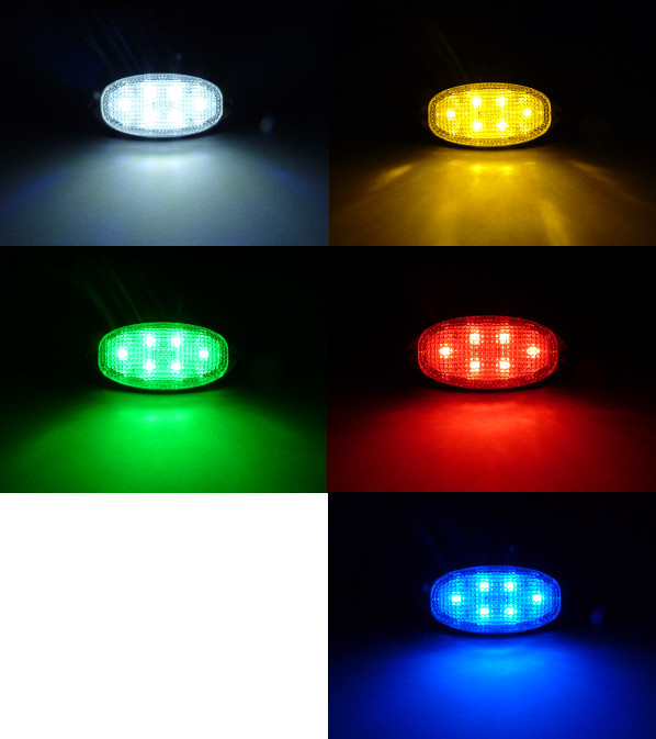 LAMPA obrysowa LED 6 SMD WODOODPORNA obrys 12V 24V Numer katalogowy części Lampa owalna 6 SMD 12v lub 24v kolory