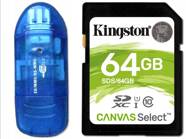 

Karta Kingston Sd 64GB Class 10 Uhs +45MB/s + Usb