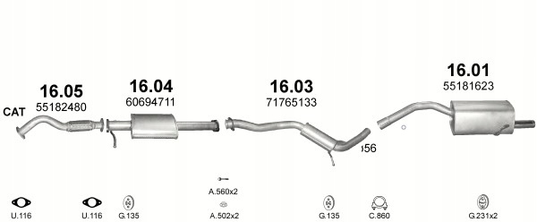 Tłumik środkowy Alfa Romeo 156 2 , 0jts + 2 , 5 V6 Номер каталозі запчастини 16 . 03 foto 0