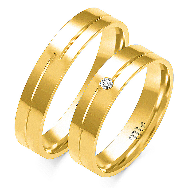 Zlaté Svatební Snubní Prsteny S Diamantem 4,5 mm, O-80Z