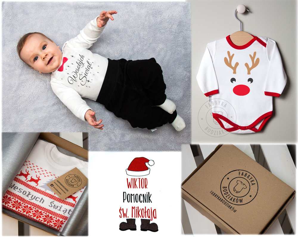 BODY świąteczne MIKOŁAJ na ŚWIĘTA 80 PREZENT WZORY Marka Inna marka