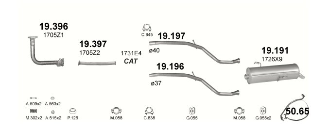 TŁUMIK KOŃCOWY PEUGEOT 206 19.191 Producent części Marix