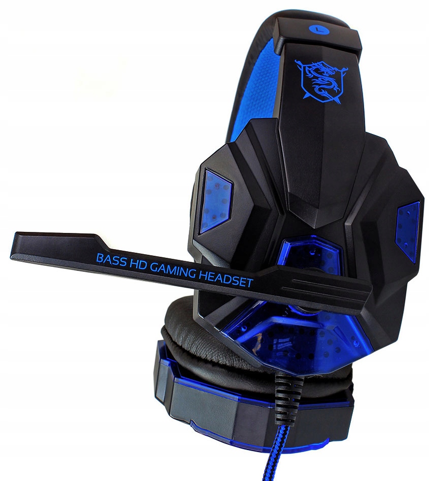 Słuchawki dla graczy gamingowe podświetlane LED mikrofon + adapter combo Marka Omna