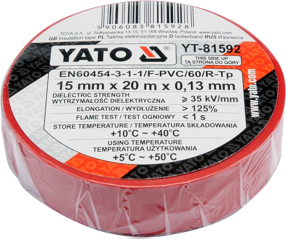 

Yato Tasma Elektroizolacyjna 15MMX20M Czerwon YT-8