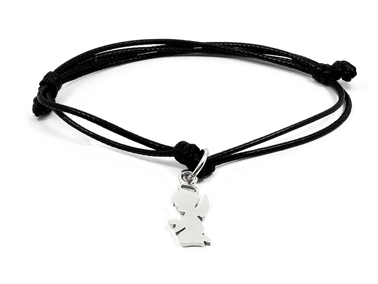 

Bransoletka sznurkowa Aniołek srebro 925 Charms