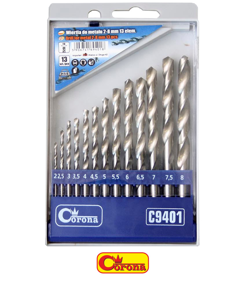 

Corona C9401 Wiertła To Metalu 2-8mm 13EL zestaw