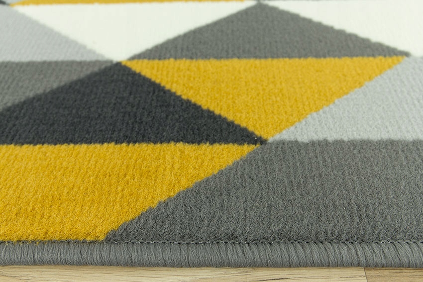 szer. 80 cm SZARY ŻÓŁTY CHODNIK DYWANOWY LUNA TRÓJKĄTY ROMBY NA KORYTARZ Grubość 8 mm
