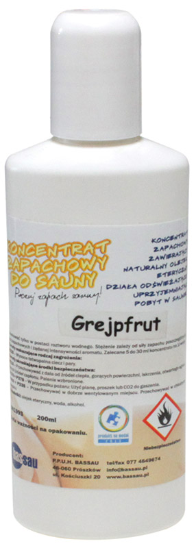 Koncentrat Zapachowy Do Sauny Grejpfrut 200ml BASSAU Zapach Olejek Aromat