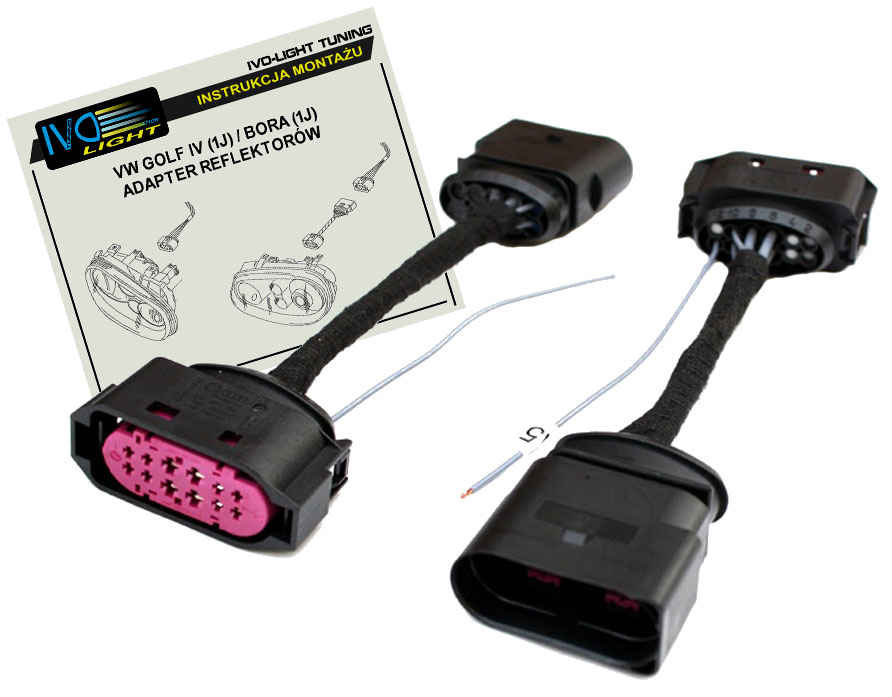 Golf 4 IV MK4, Bora adaptér pro kabeláž, instalace lamp Xenon
