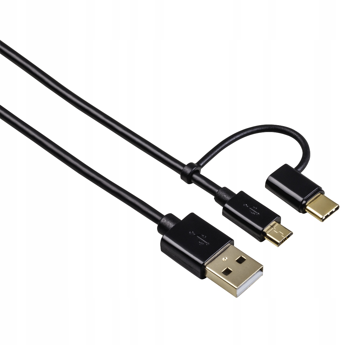 Kabel USB Hama 1m USB-A/Micro-USB + USB-C adapter 2w1