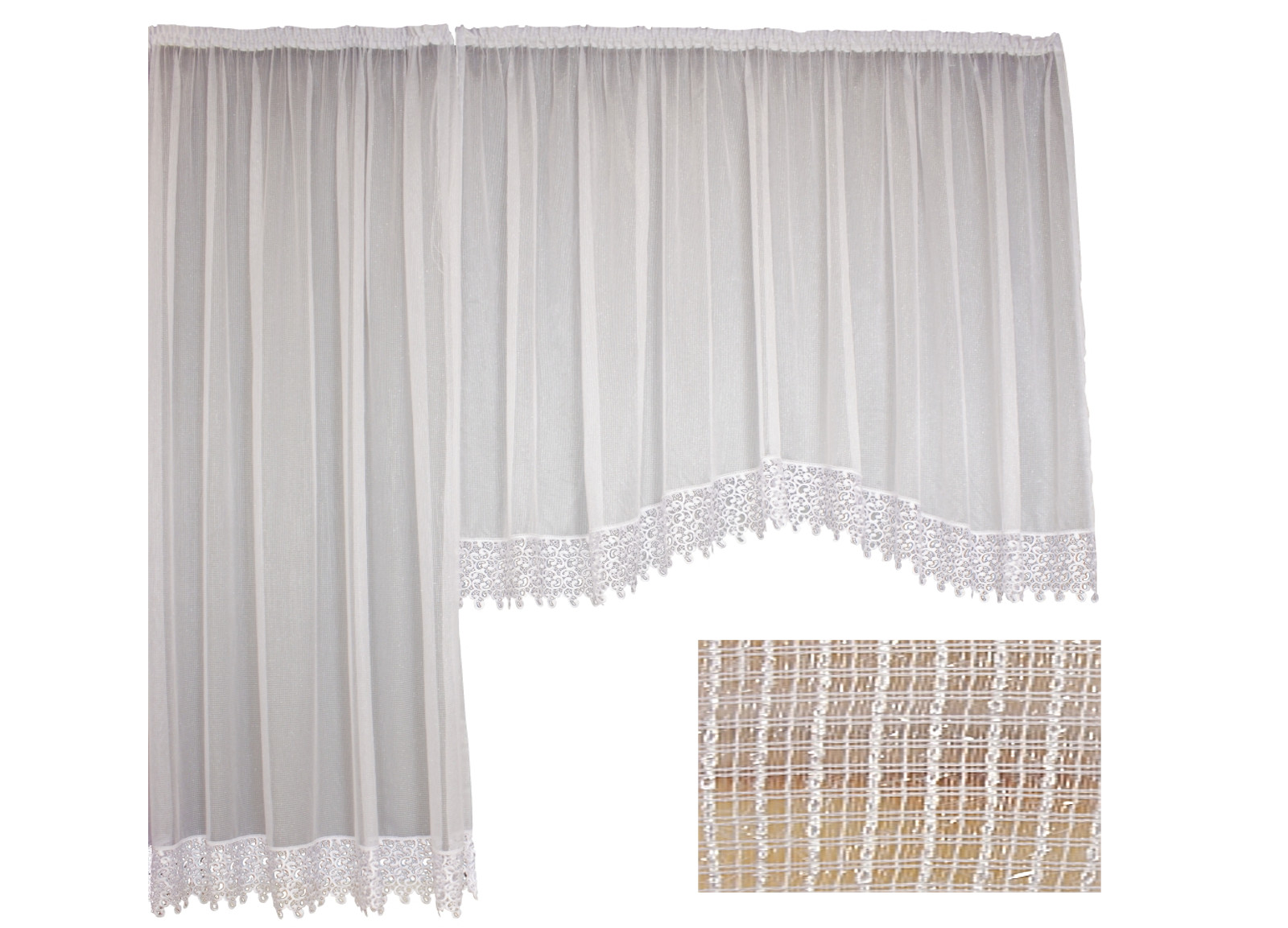 Záclona S Guipure Siatka Strieborná hotová záclona Balkon Okno komplet