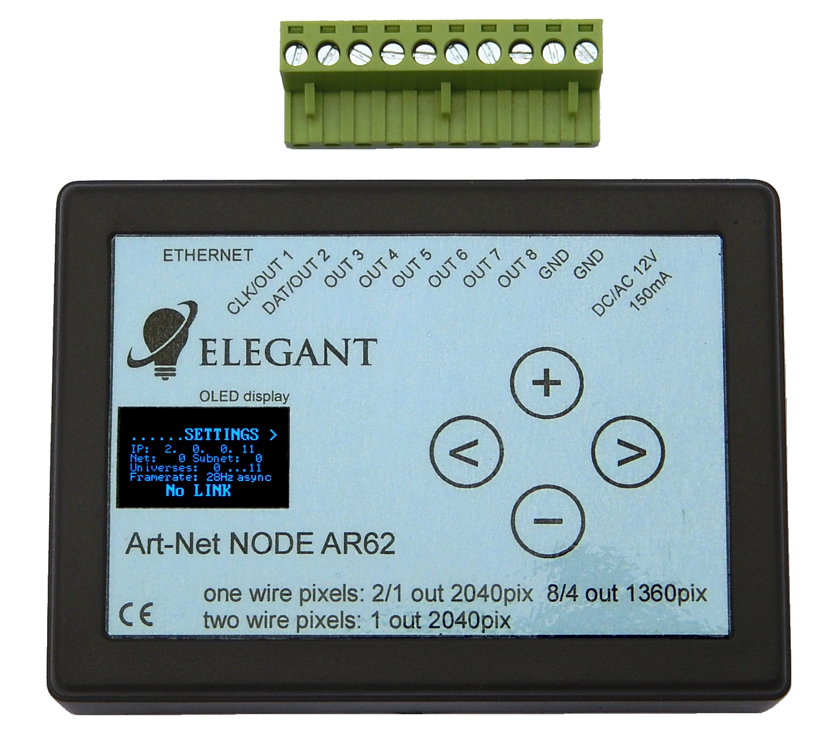 Brána Art-Net Spi ovládač WS2811 WS2812B DMX