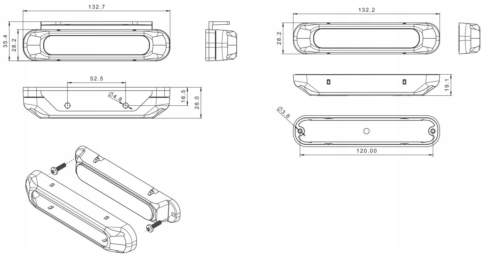 LAMPA OSTRZEGAWCZA LED 12V 24V IP68 Part number FT 200 LED