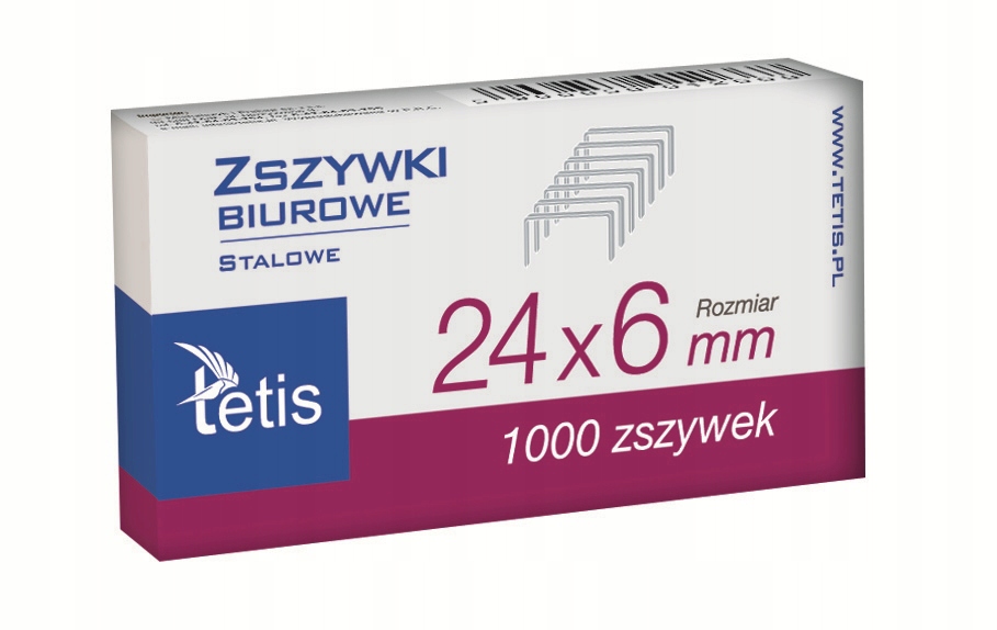 

Zszywki biurowe stal 24/6 1000szt. Tetis GZ101-A