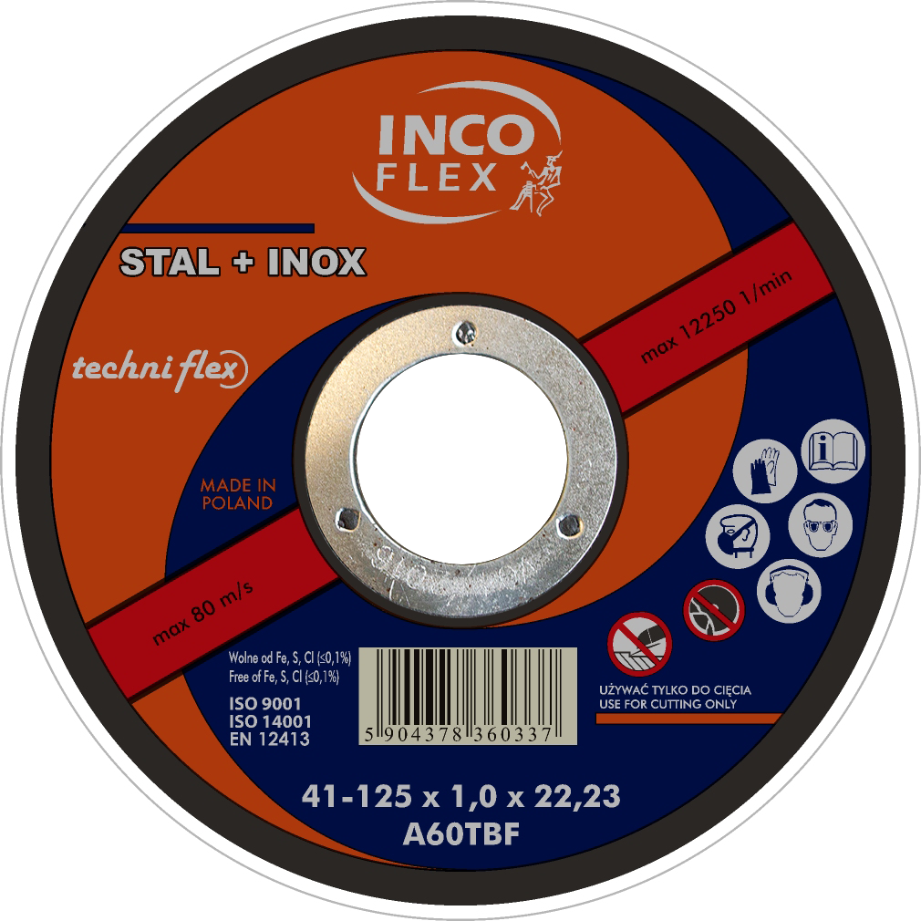 

Tarcza cięcia stali Inox 125x1 Inco Flex do metalu