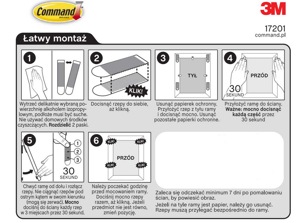 Małe Rzepy Command do wieszania obrazów Marka Command