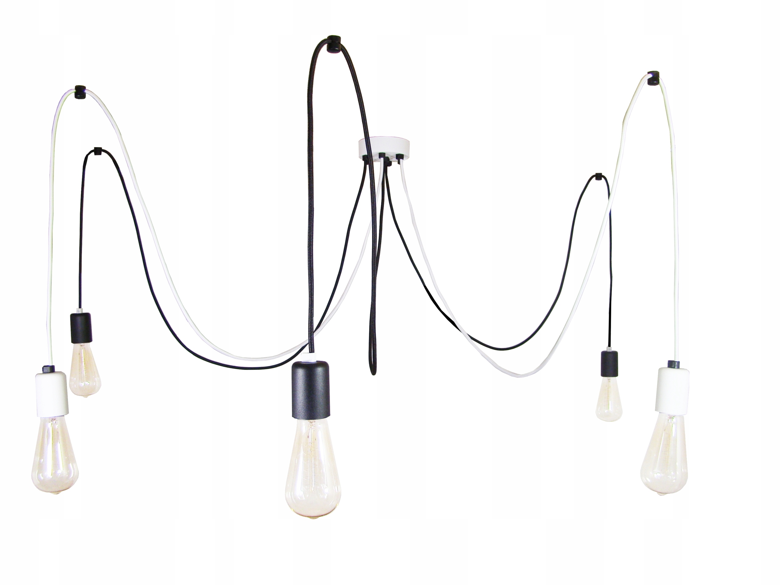 Závěsná Stropní Lampa Pavouk 5 Bílo-černá