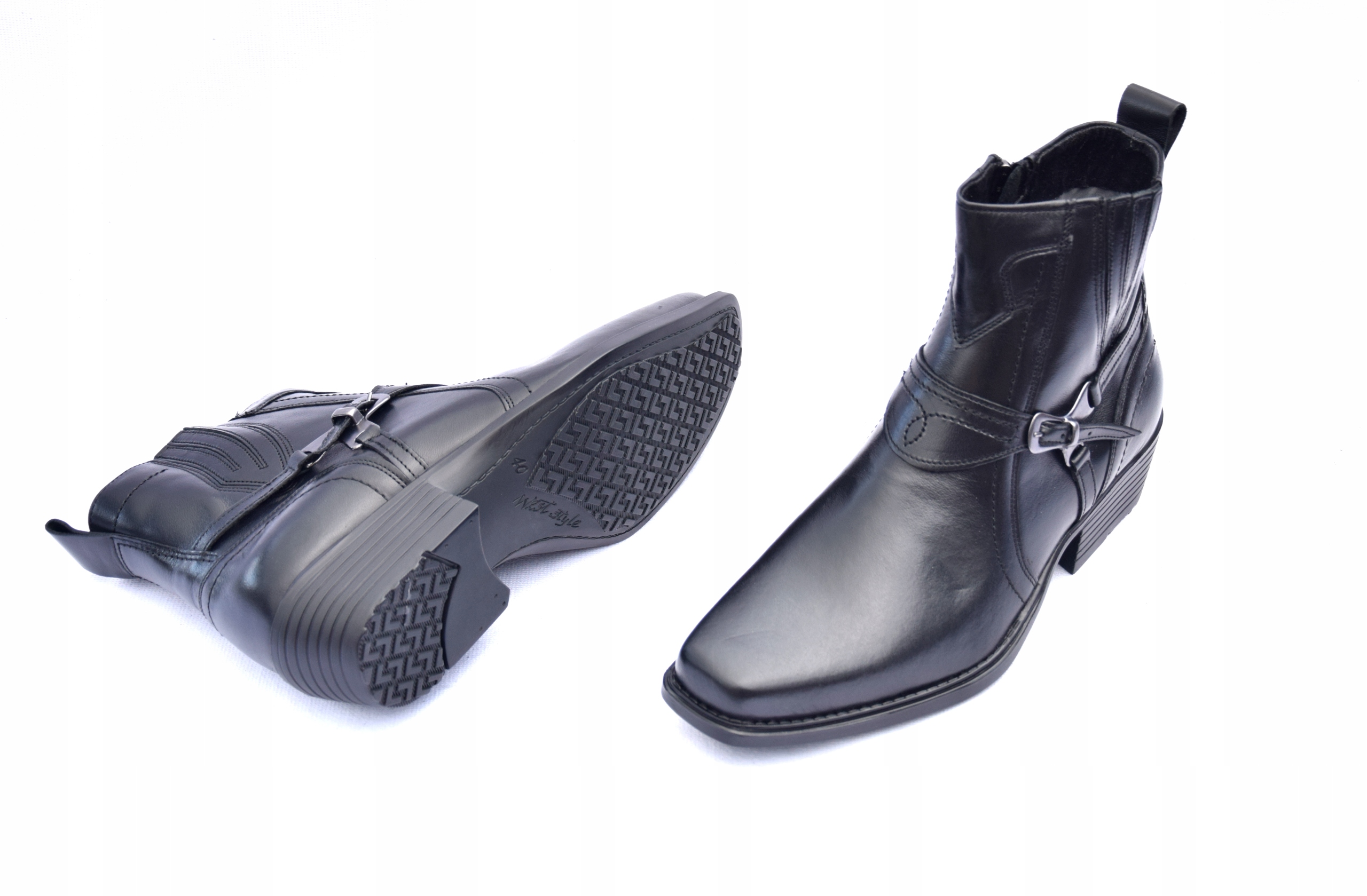 KOWBOJKI MĘSKIE SKÓRZANE DŁUGIE PL 680 Oryginalne opakowanie producenta pudełko