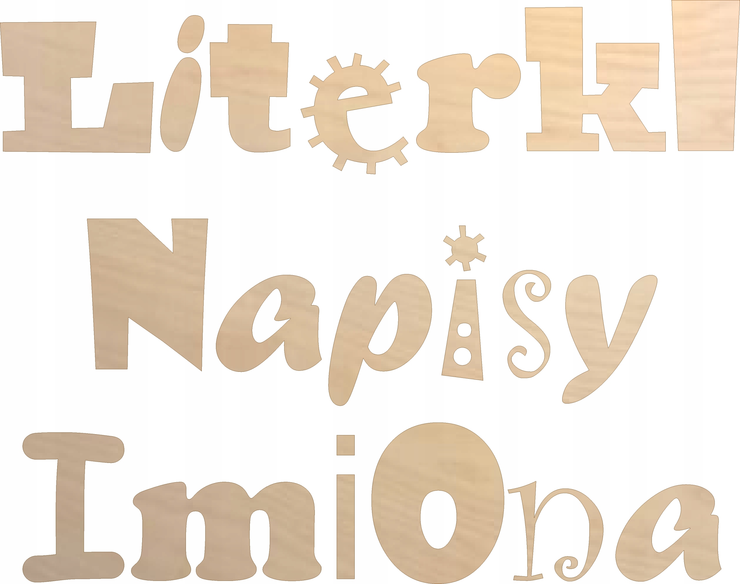 

Litera 5cm cyfra drewno z formatki sklejki3mm imię