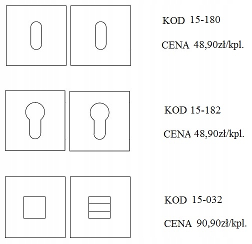 Klamka 1125 rozeta kwadratowa chrom Convex Rodzaj Klamka wewnętrzna