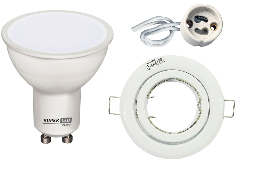 

Zestaw oprawa halogenowa Ruchoma okr Led GU10 5W