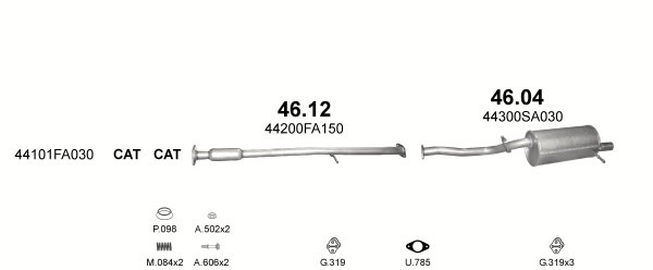 Tłumik końcowy Subaru Impreza 2 , 0 95 - 05r . Виробник запчастини Polmostrów foto 1