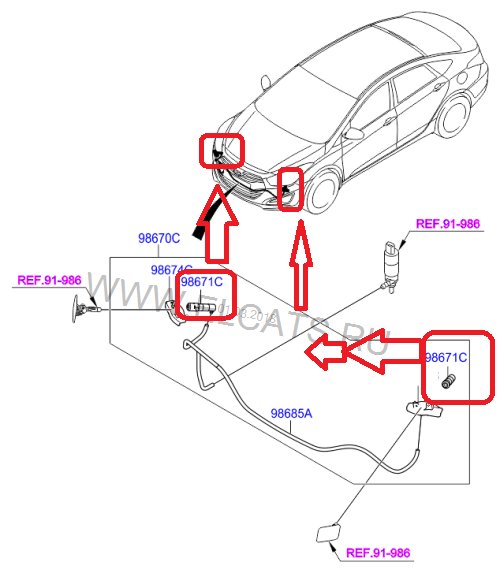 Правый  ОМЫВАТЕЛЬ ФАРЫ HYUNDAI i40 11 98611 - 4q000 Тип автомобиля Авто легковые foto 1