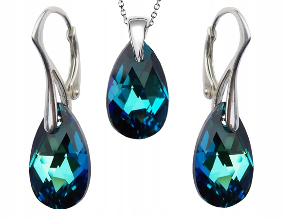 

Komplet Swarovski Migdał 16mm Bermuda Blue