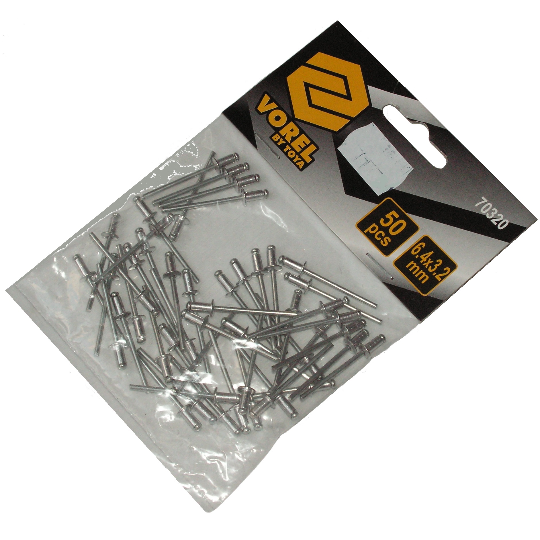 Nýty hliníkové 6,4x3,2mm 50 Ks. 70320 VOREL