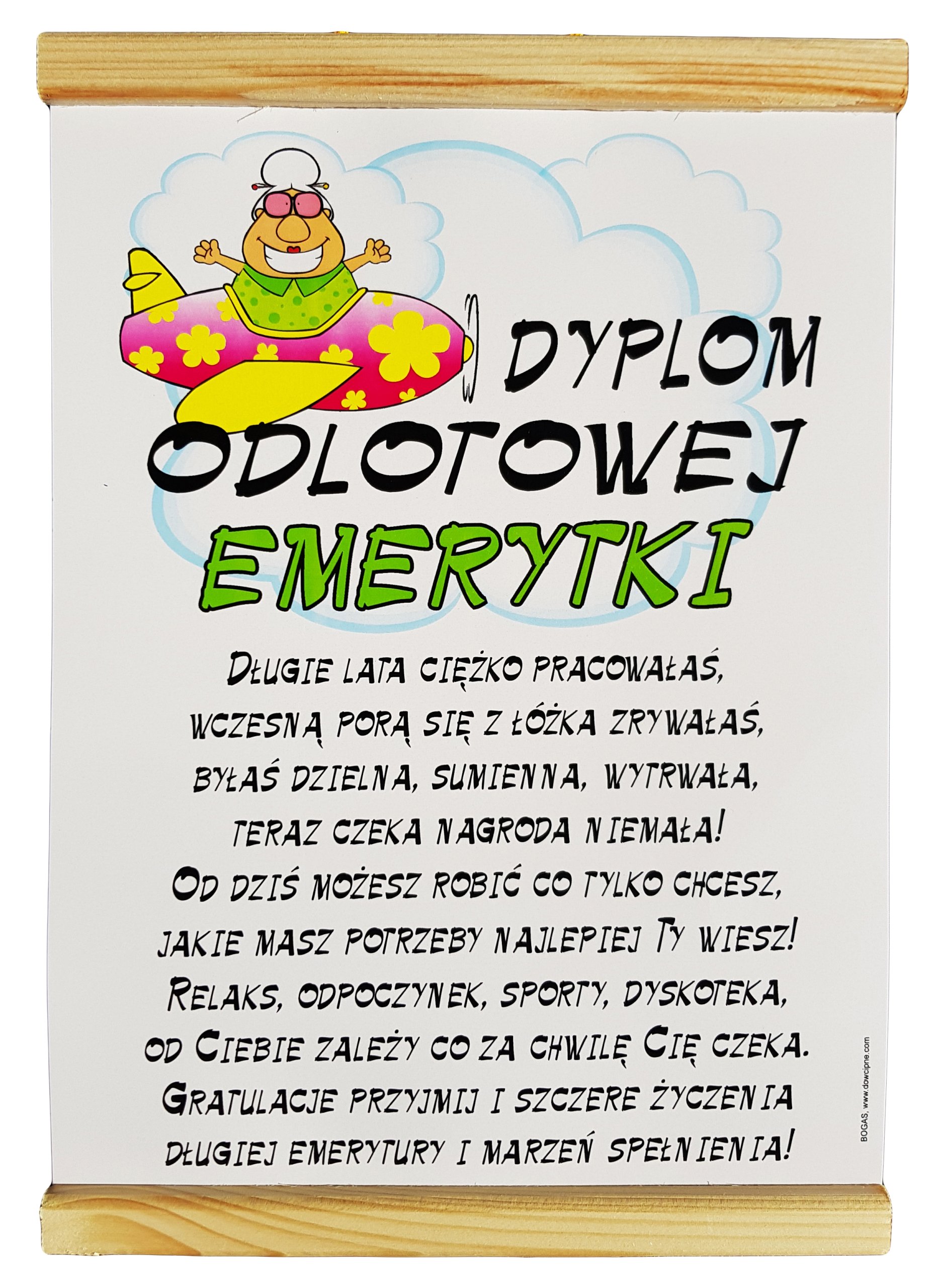 

Zabawny Dyplom, Kartka z Życzeniami dla Emerytki